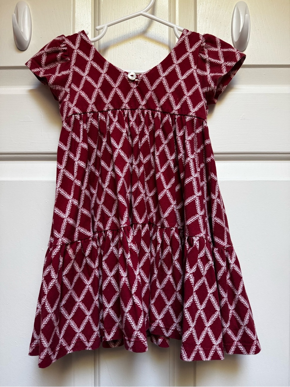 Omi Jo WDW 3T Red & White Vine Cap Sleeve Tiered Ruffle Skirt Dress Girls size 3